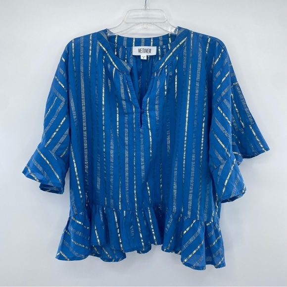 The Vetiver Collection Spanish Fly Top Blue Gold metallic size 6 - Picture 11 of 11
